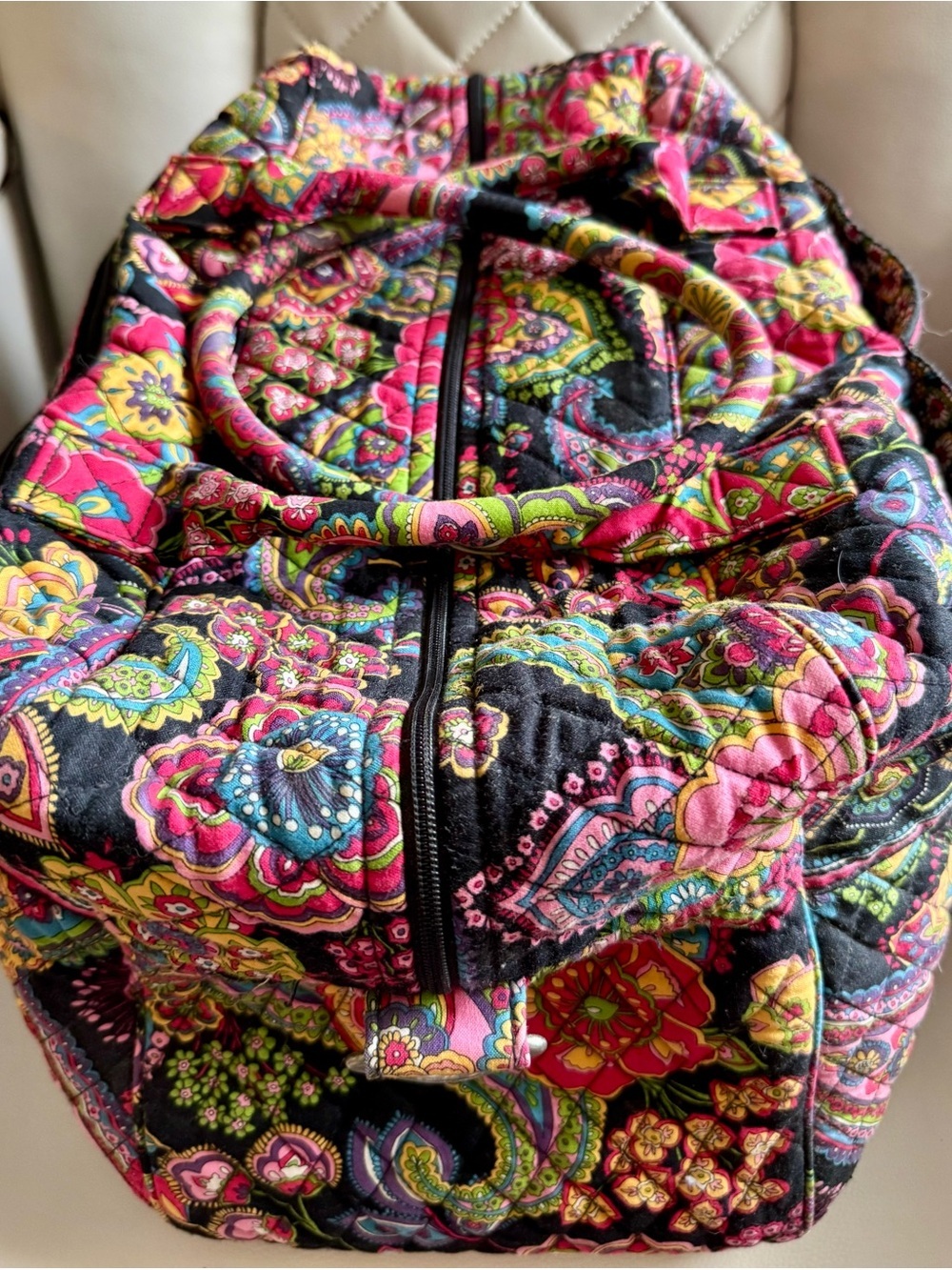 Vera Bradley Quilted Travel Bag in Black, Pink, Yellow, Green, Blue - Picture 2 of 7